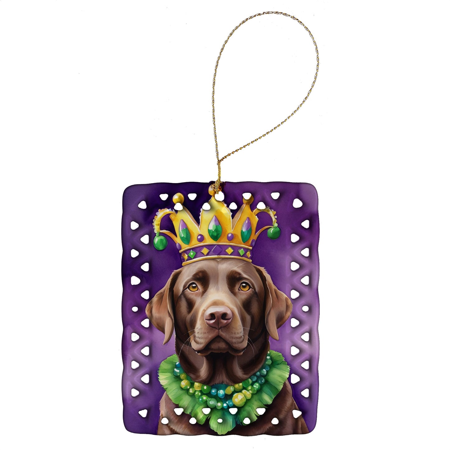 Labrador Retriever King of Mardi Gras Porcelain Ornament