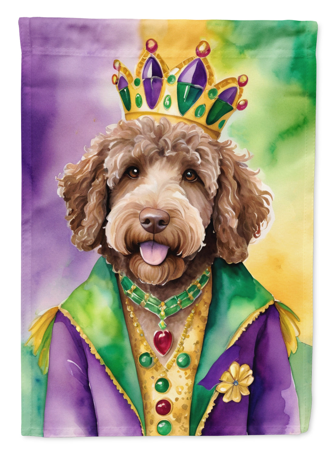 Labradoodle King of Mardi Gras House Flag