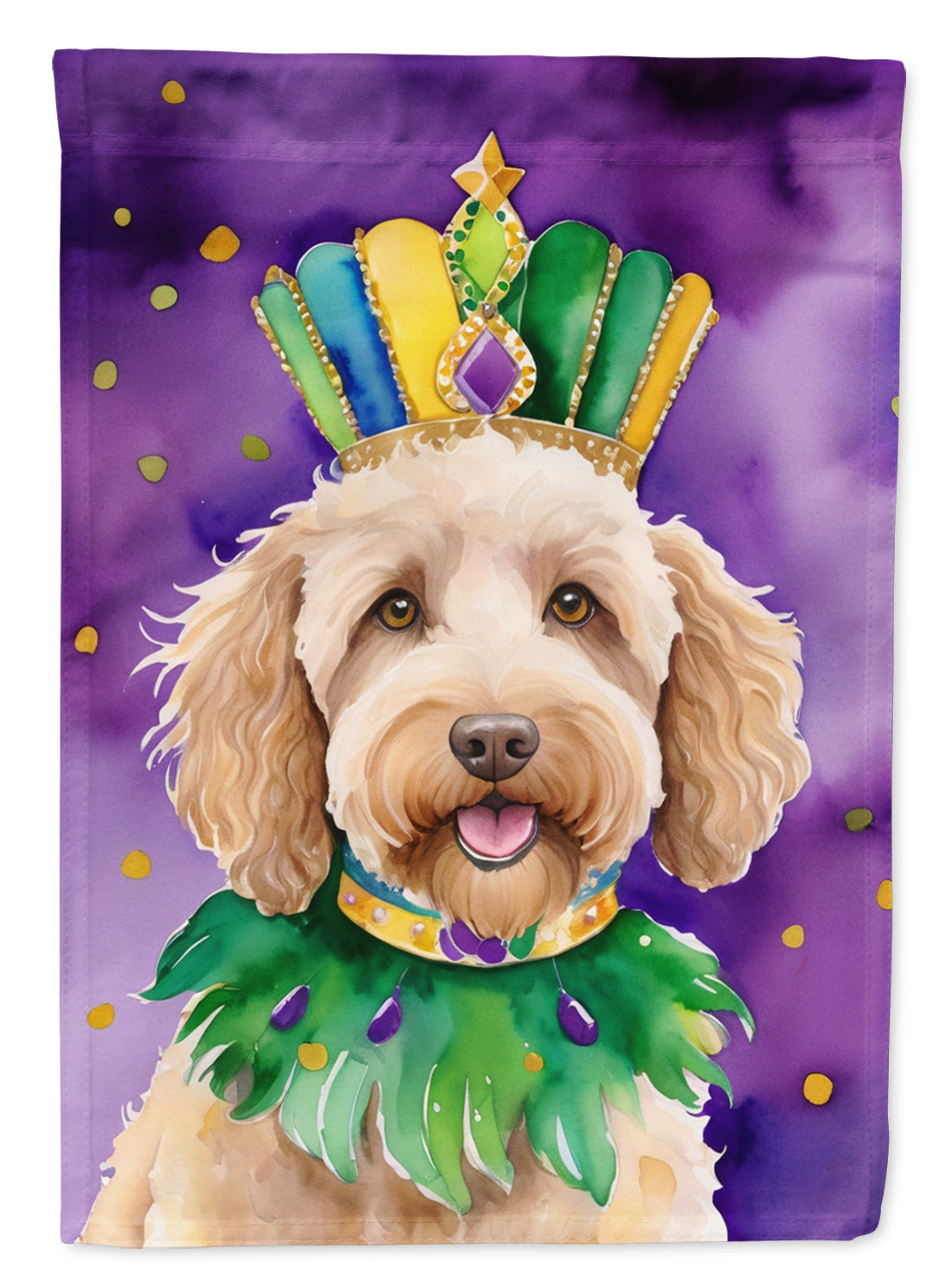 Labradoodle King of Mardi Gras House Flag