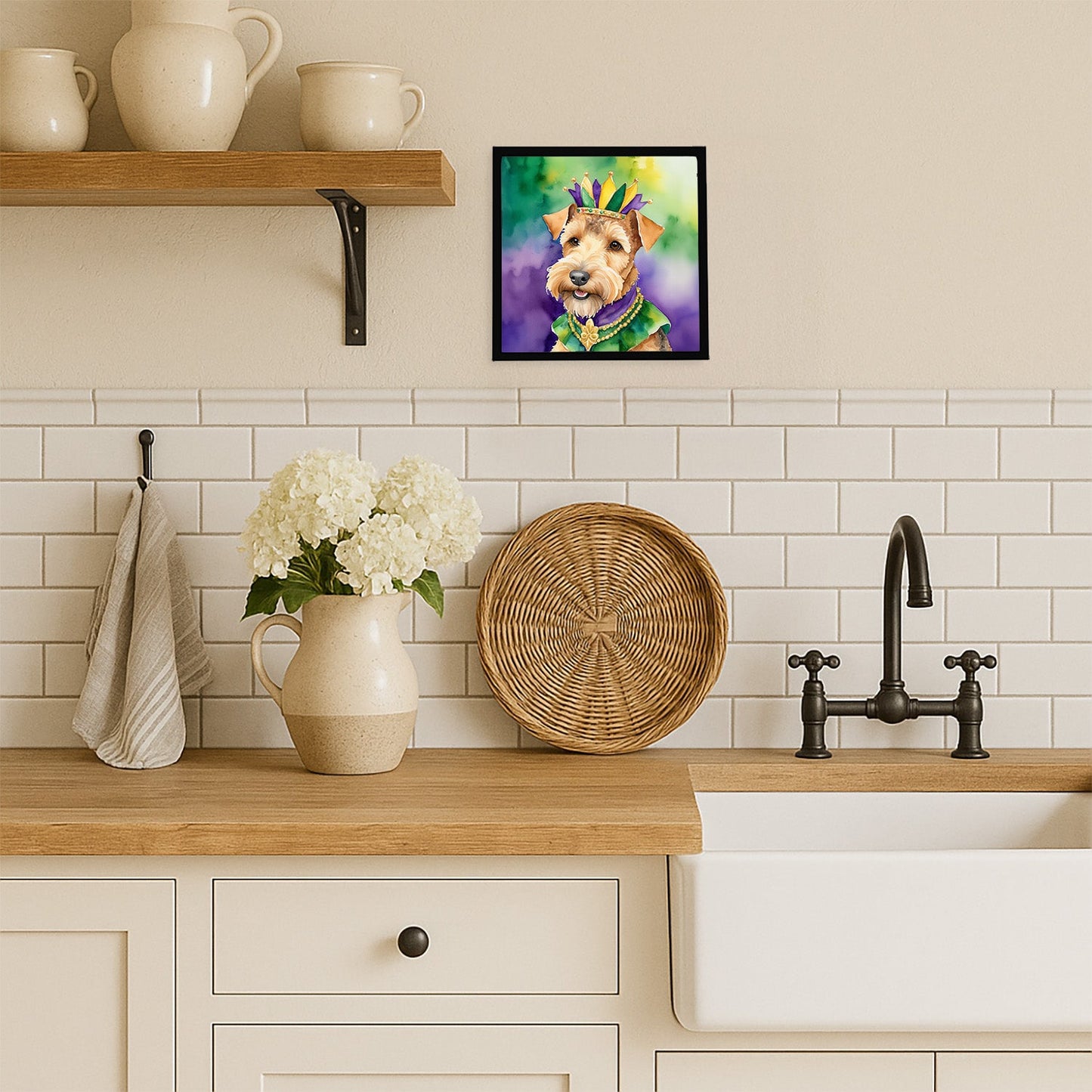 Lakeland Terrier King of Mardi Gras Framed Metal Print