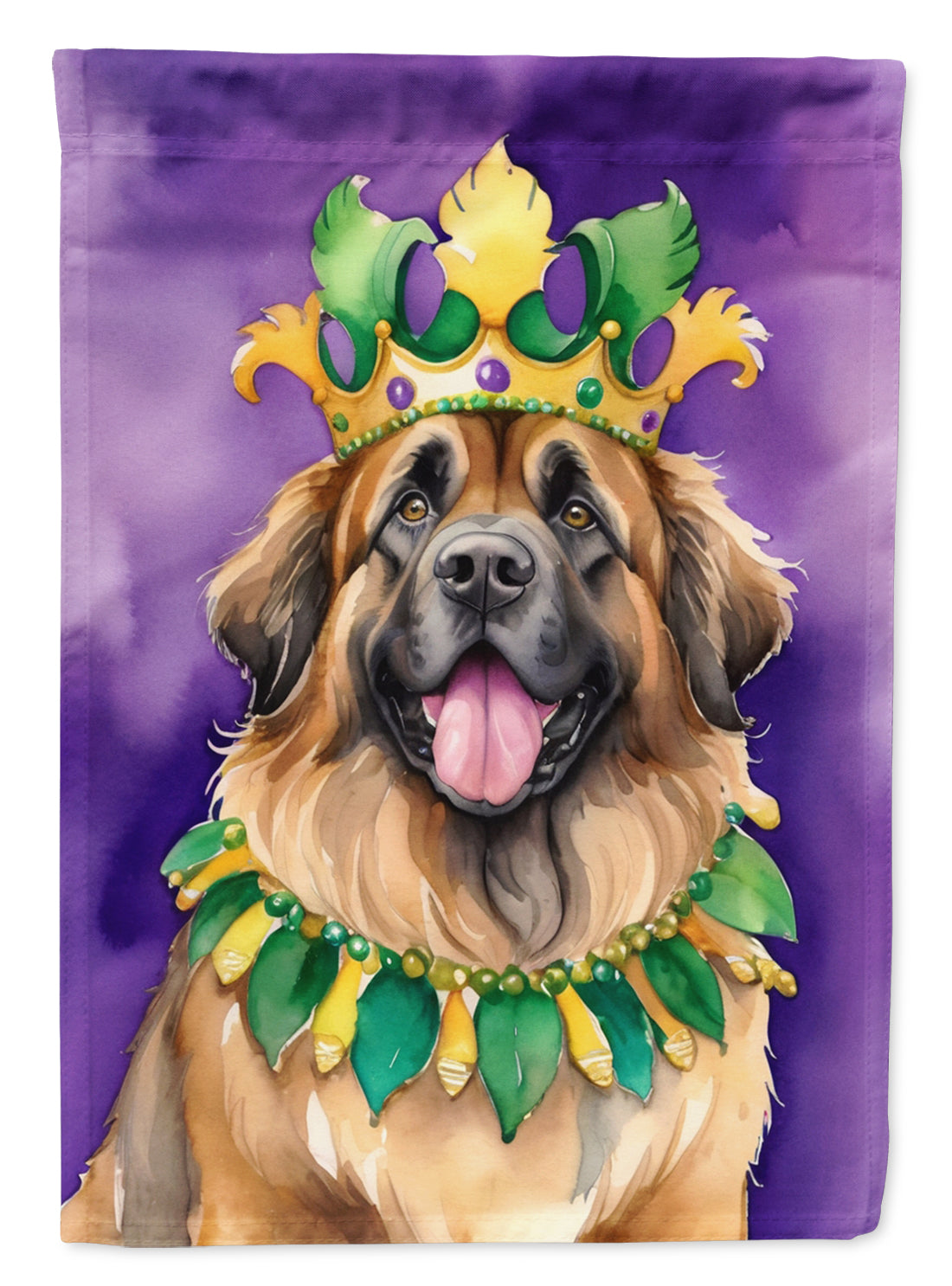 Leonberger King of Mardi Gras House Flag