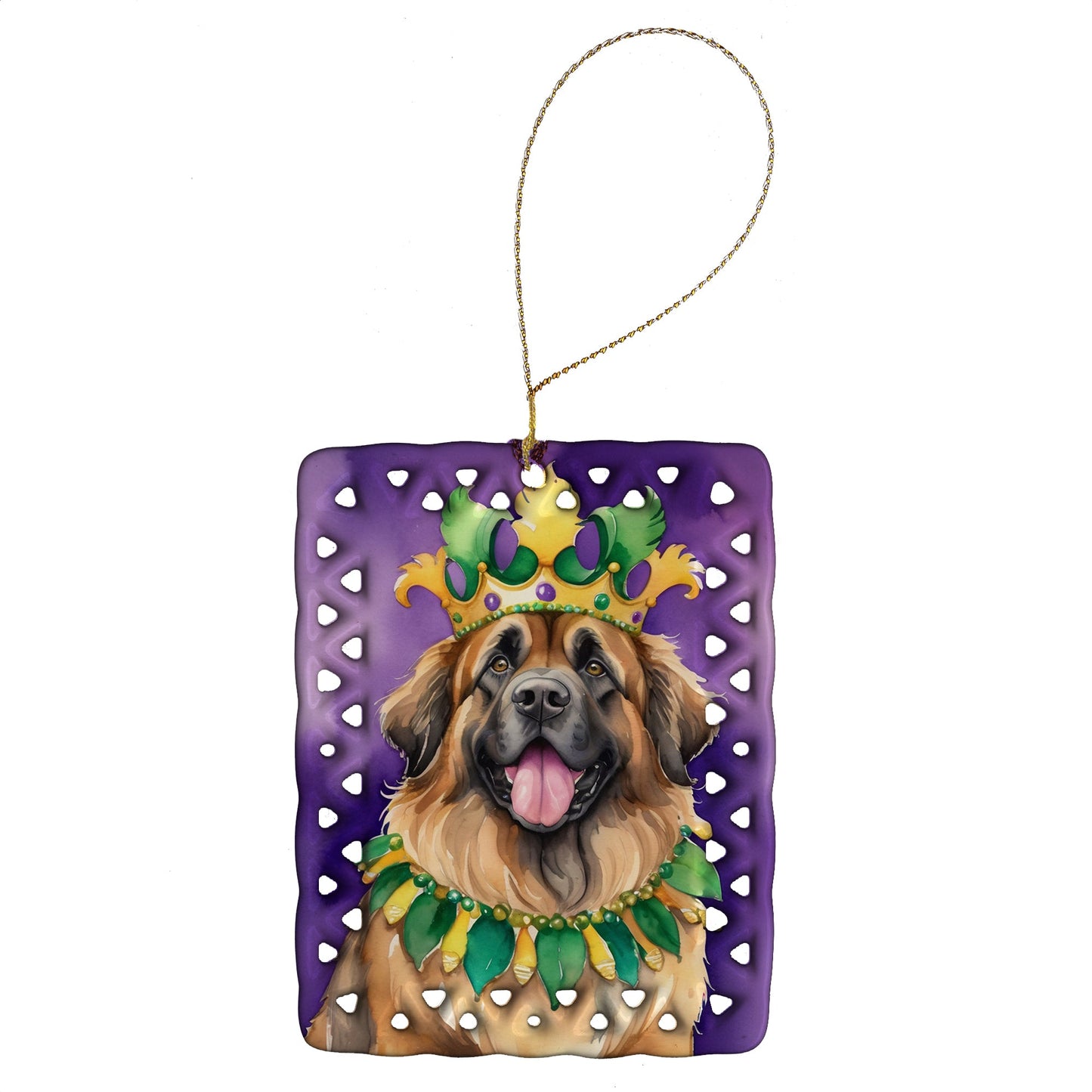 Leonberger King of Mardi Gras Porcelain Ornament