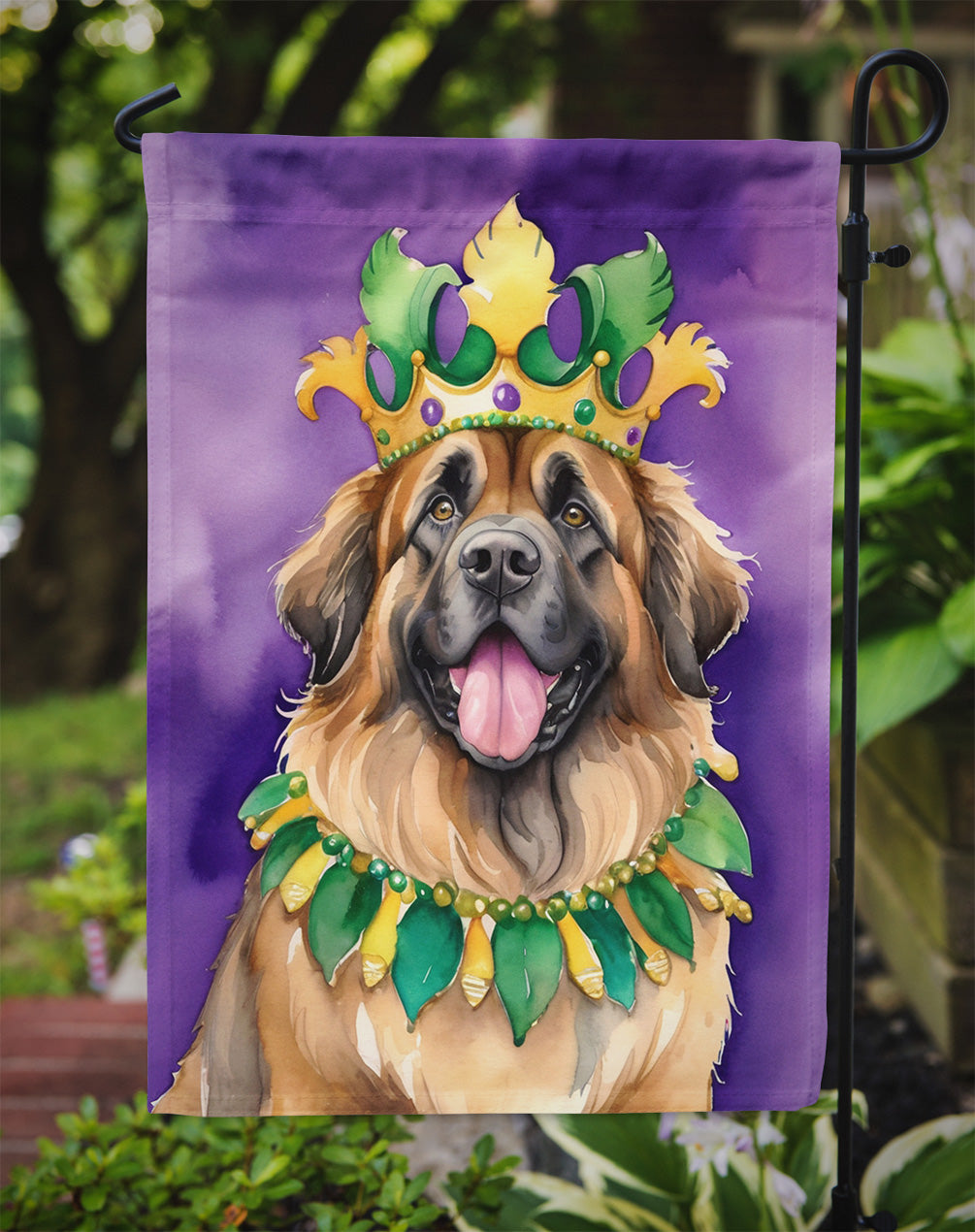 Leonberger King of Mardi Gras Garden Flag - Vibrant Dog-Themed Yard Decor by Caroline's Treasures