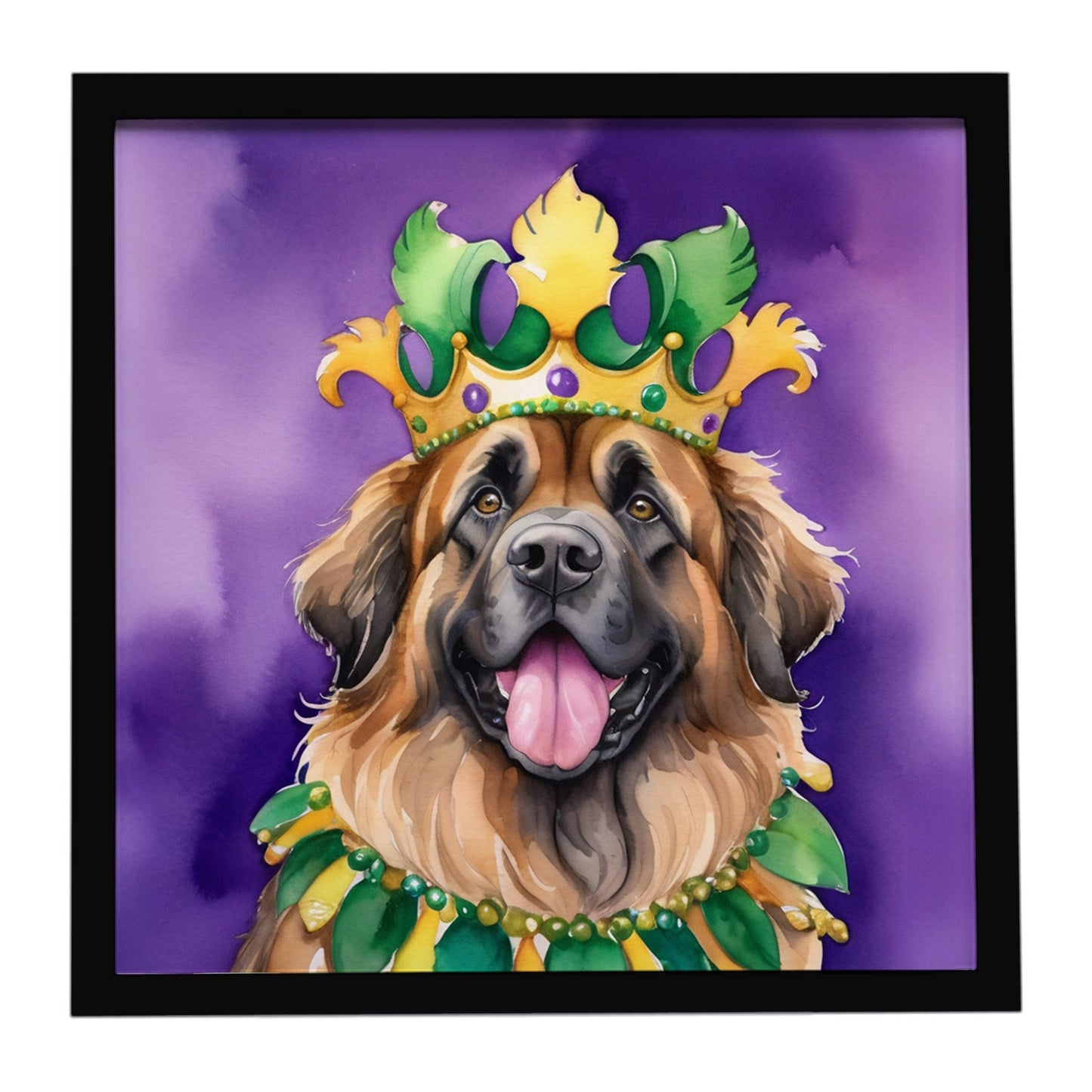 Leonberger King of Mardi Gras Framed Metal Print