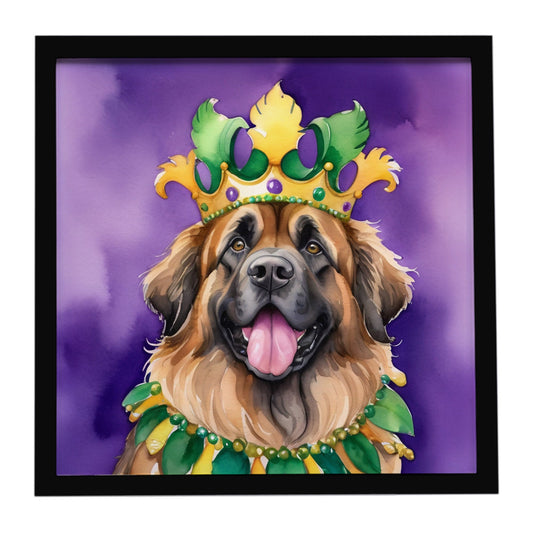 Leonberger King of Mardi Gras Framed Metal Print