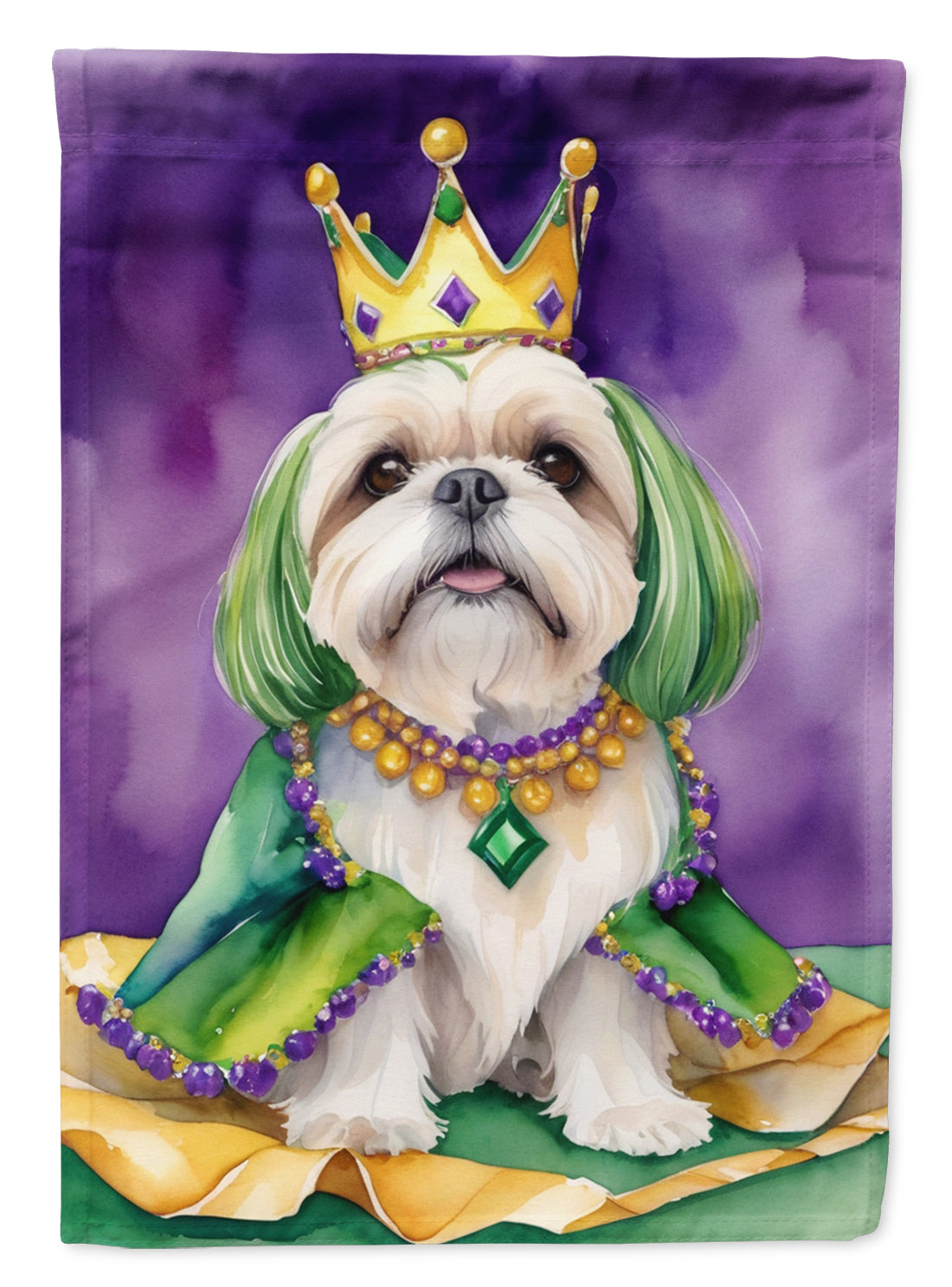 Lhasa Apso King of Mardi Gras Garden Flag - Vibrant Dog-Themed Yard Decor by Caroline's Treasures