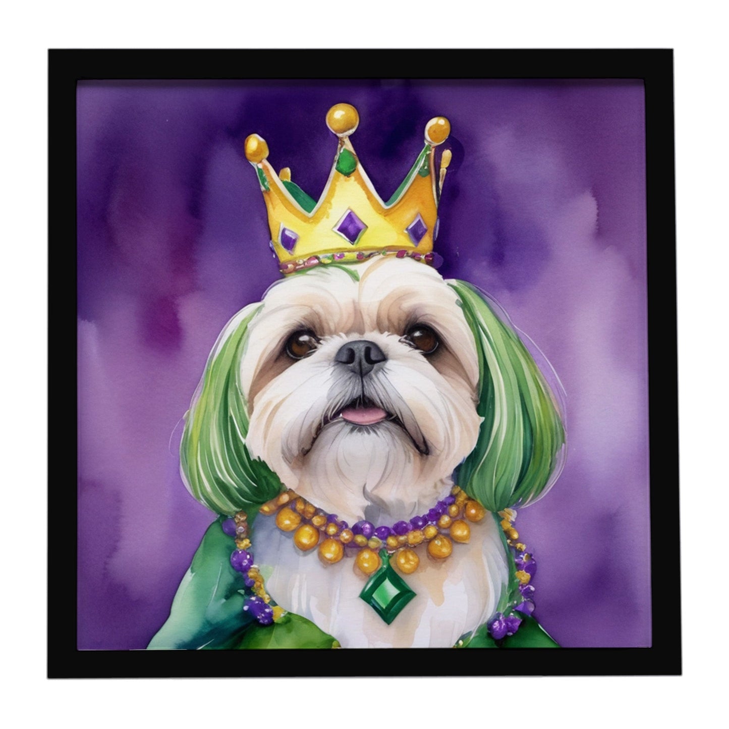 Lhasa Apso King of Mardi Gras Framed Metal Print
