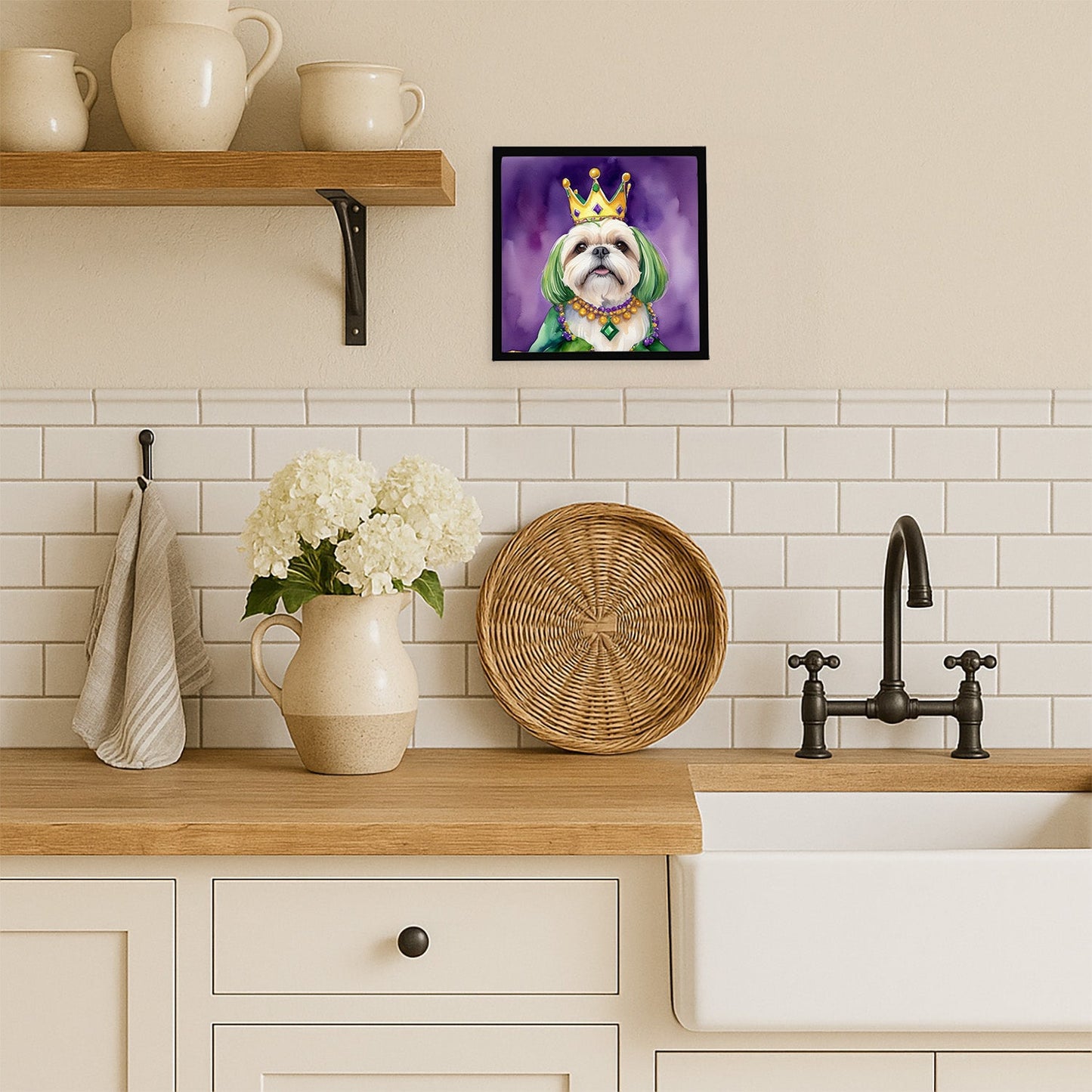 Lhasa Apso King of Mardi Gras Framed Metal Print