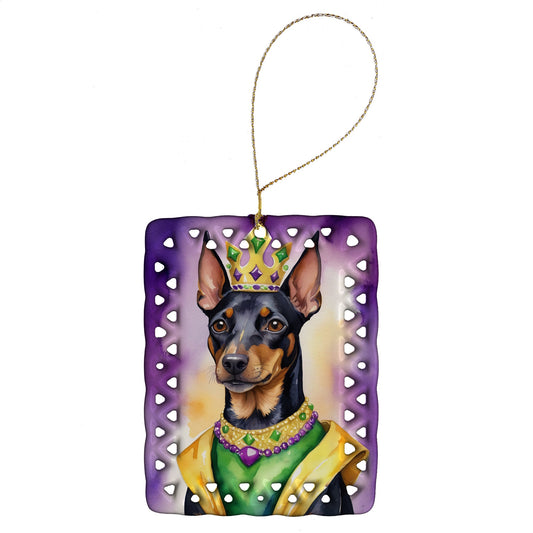Manchester Terrier King of Mardi Gras Porcelain Ornament