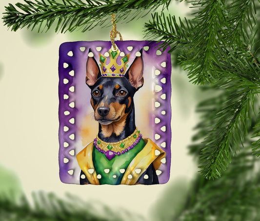Manchester Terrier King of Mardi Gras Porcelain Ornament