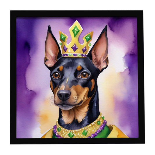 Manchester Terrier King of Mardi Gras Framed Metal Print