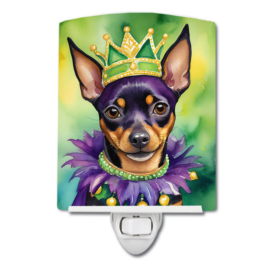 Miniature Pinscher King of Mardi Gras Ceramic Night Light