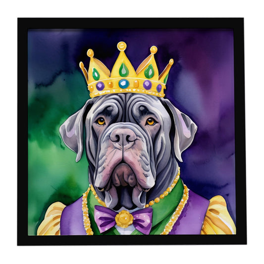 Neapolitan Mastiff King of Mardi Gras Framed Metal Print