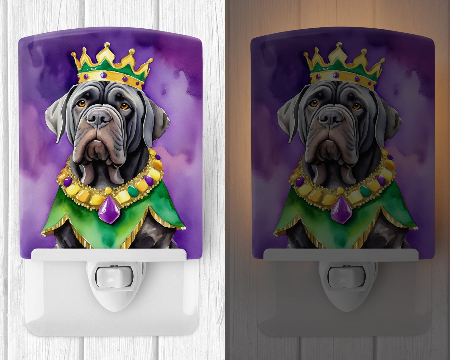 Neapolitan Mastiff King of Mardi Gras Ceramic Night Light