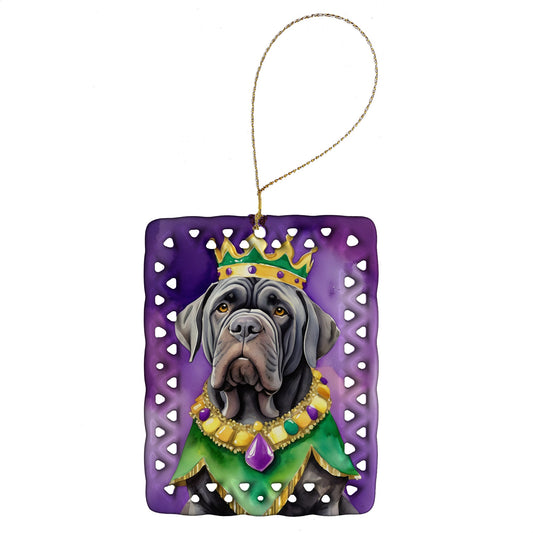 Neapolitan Mastiff King of Mardi Gras Porcelain Ornament