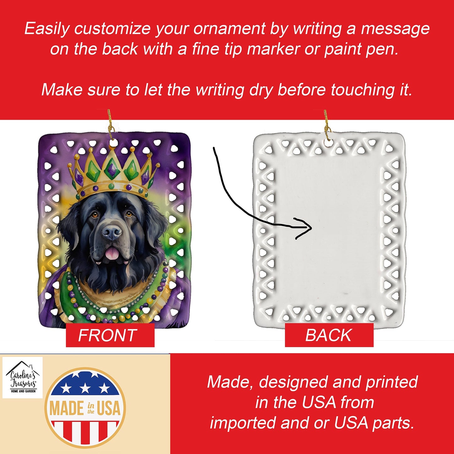 Newfoundland King of Mardi Gras Porcelain Ornament