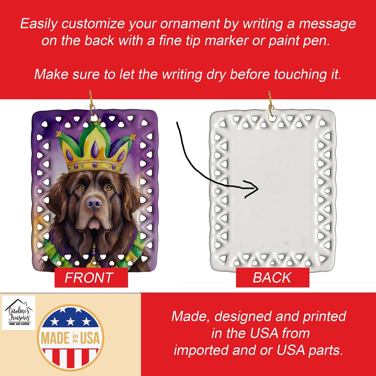 Newfoundland King of Mardi Gras Porcelain Ornament