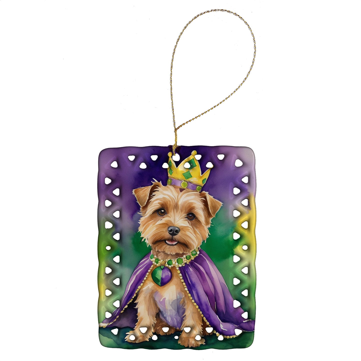 Norfolk Terrier King of Mardi Gras Porcelain Ornament