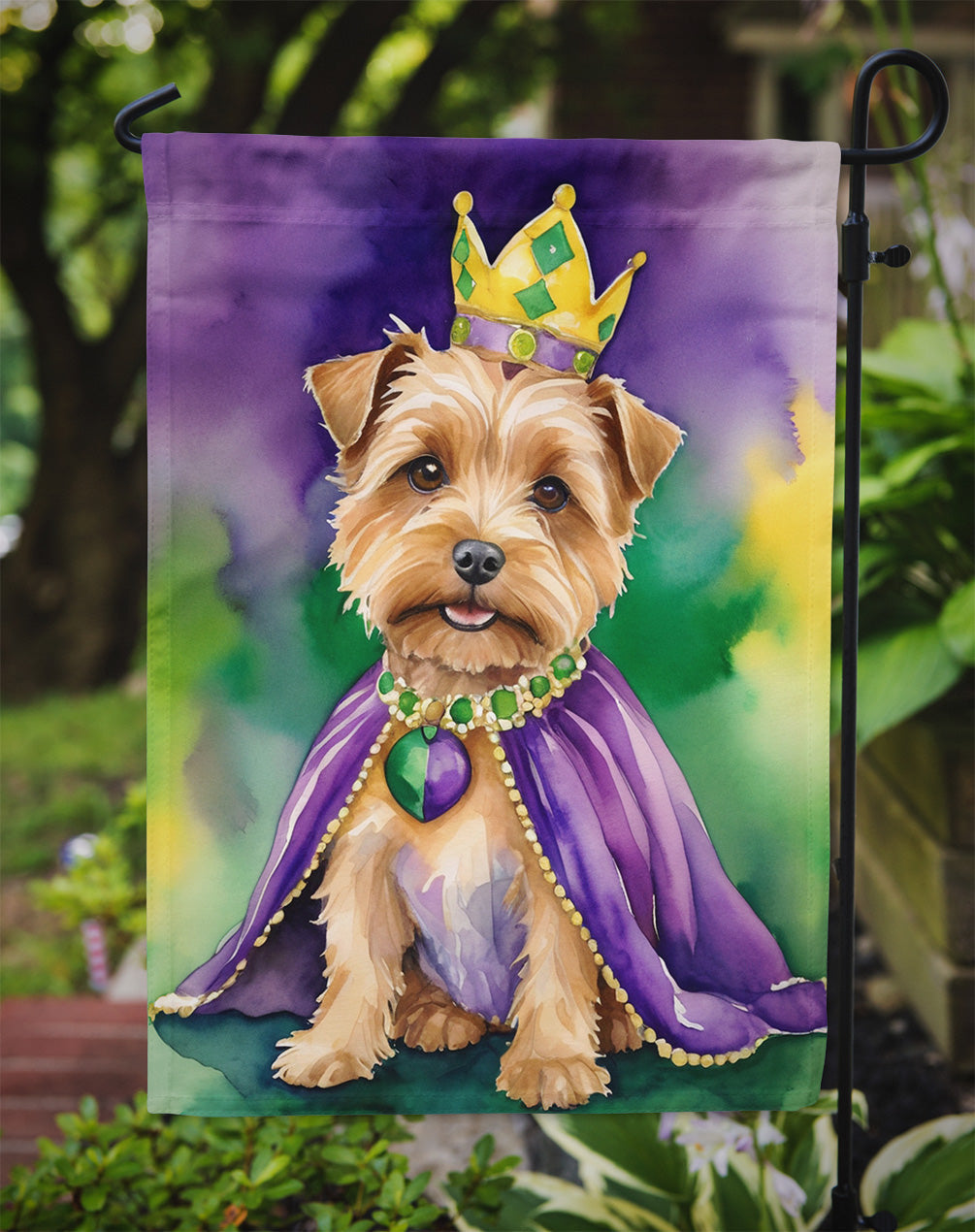 Norfolk Terrier King of Mardi Gras Garden Flag - Vibrant Dog-Themed Yard Decor by Caroline's Treasures