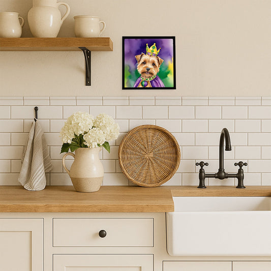 Norfolk Terrier King of Mardi Gras Framed Metal Print