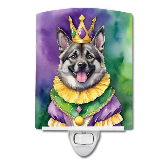 Norwegian Elkhound King of Mardi Gras Ceramic Night Light