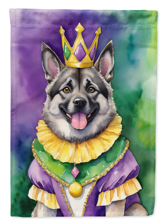 Norwegian Elkhound King of Mardi Gras Garden Flag - Vibrant Dog-Themed Yard Decor by Caroline's Treasures
