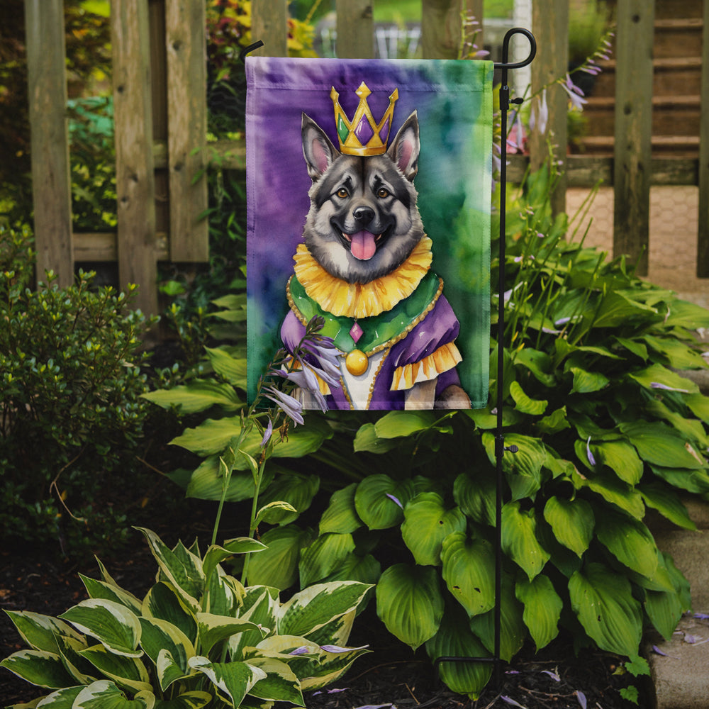 Norwegian Elkhound King of Mardi Gras Garden Flag - Vibrant Dog-Themed Yard Decor by Caroline's Treasures