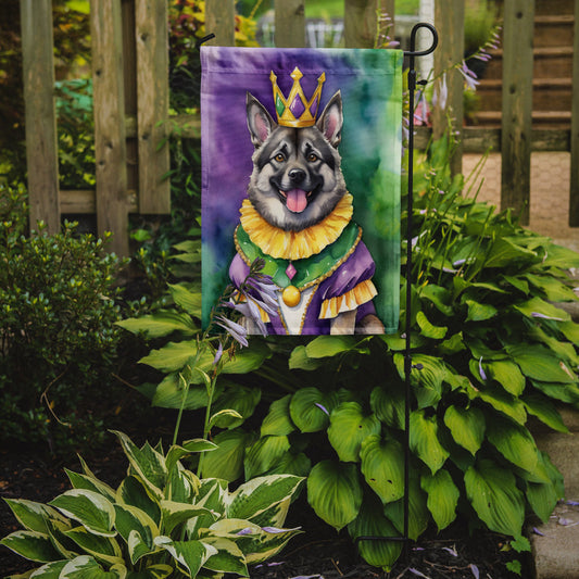 Norwegian Elkhound King of Mardi Gras Garden Flag - Vibrant Dog-Themed Yard Decor by Caroline's Treasures