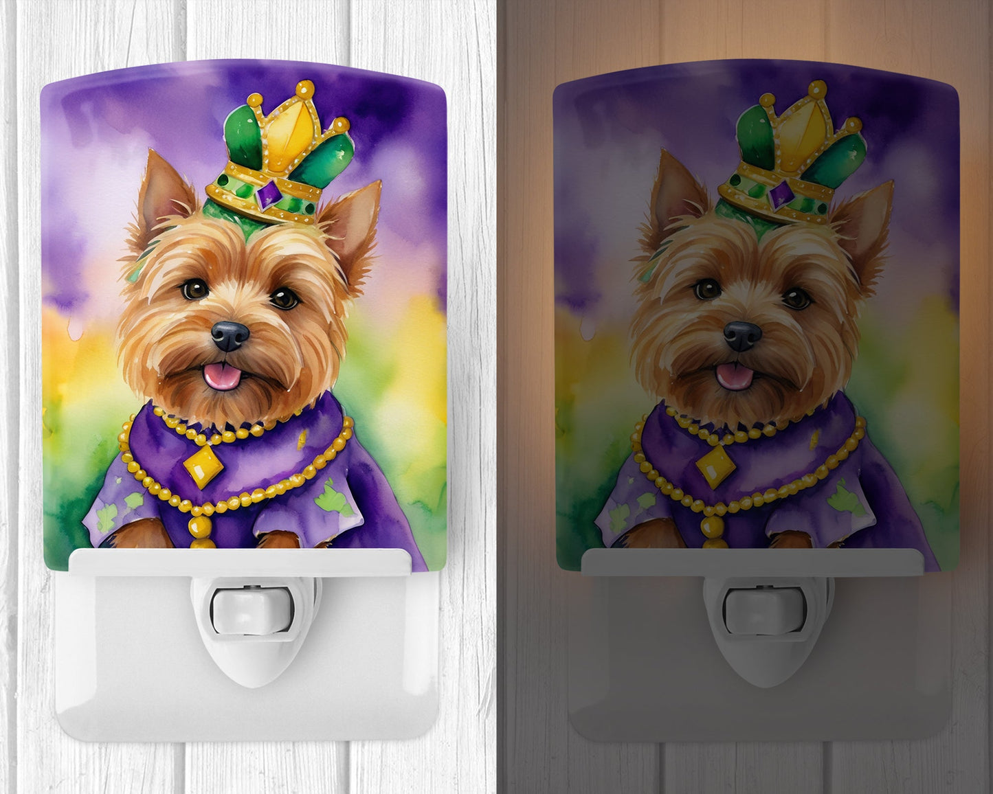 Norwich Terrier King of Mardi Gras Ceramic Night Light