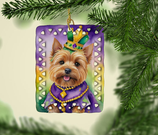 Norwich Terrier King of Mardi Gras Porcelain Ornament