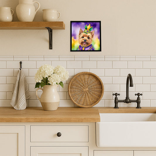 Norwich Terrier King of Mardi Gras Framed Metal Print