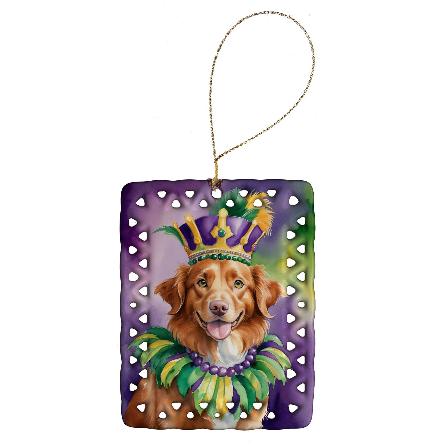 Nova Scotia Duck Tolling Retriever King of Mardi Gras Porcelain Ornament