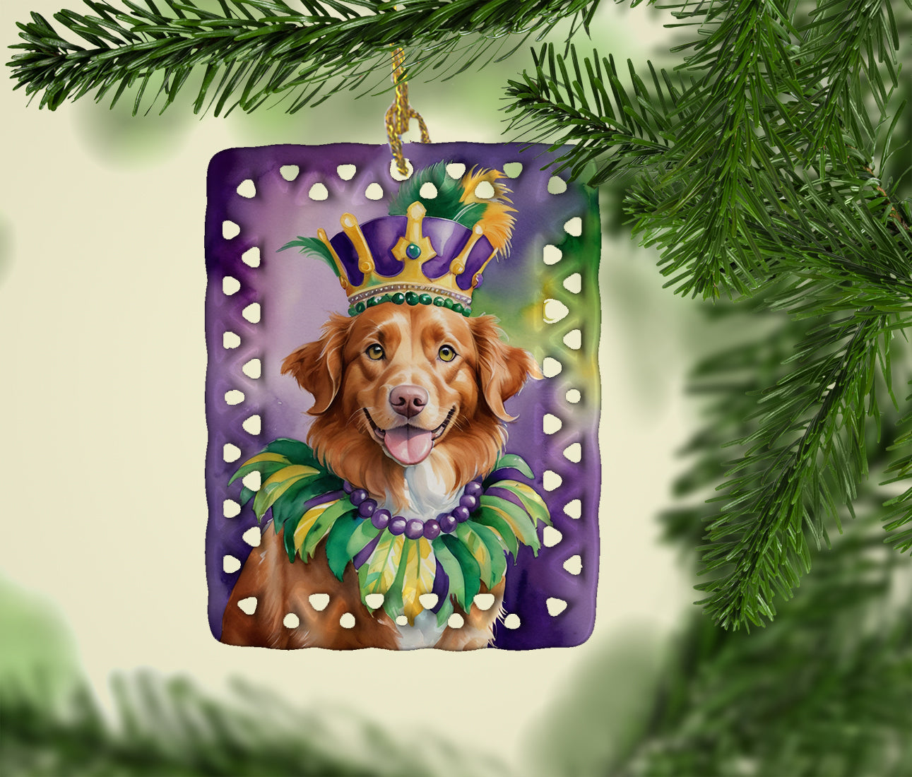 Nova Scotia Duck Tolling Retriever King of Mardi Gras Porcelain Ornament