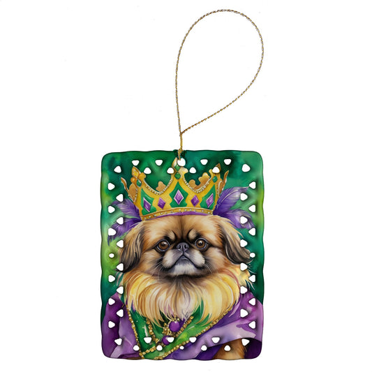 Pekingese King of Mardi Gras Porcelain Ornament