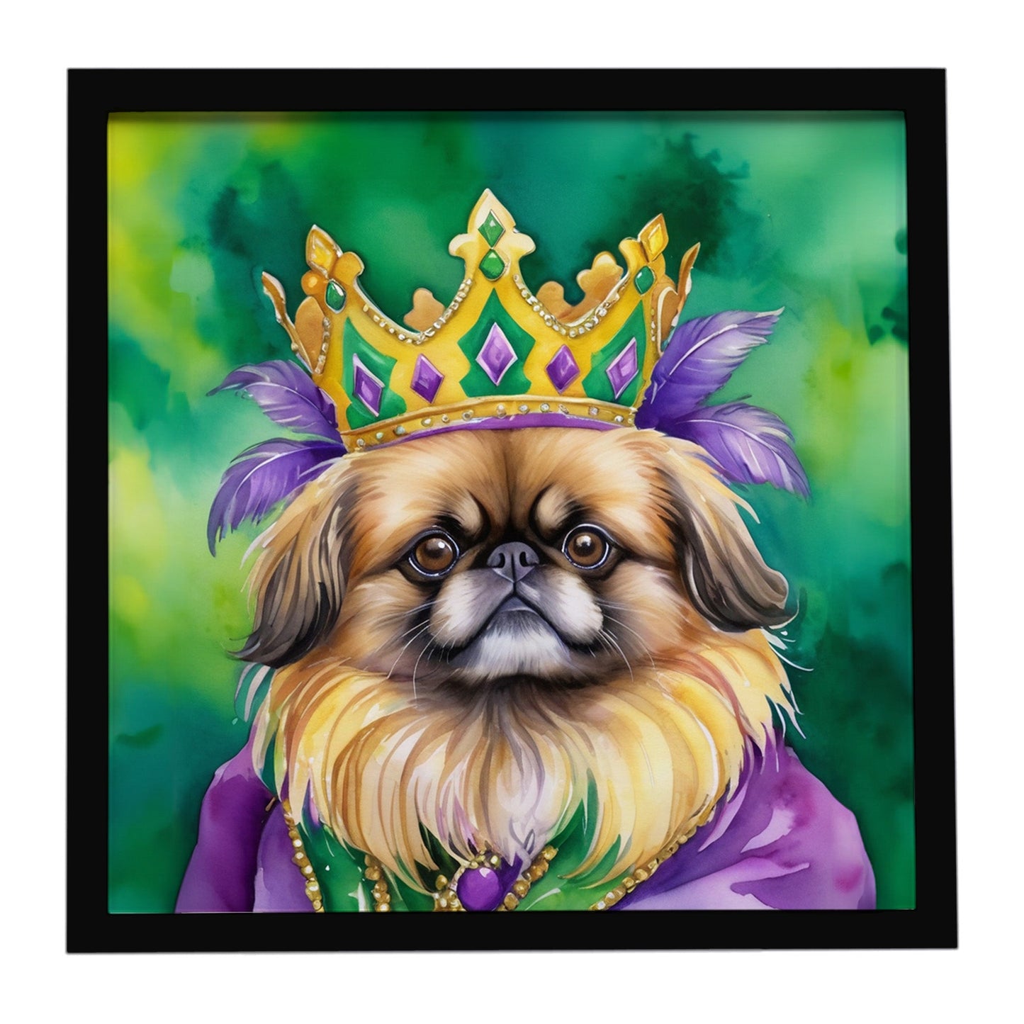 Pekingese King of Mardi Gras Framed Metal Print