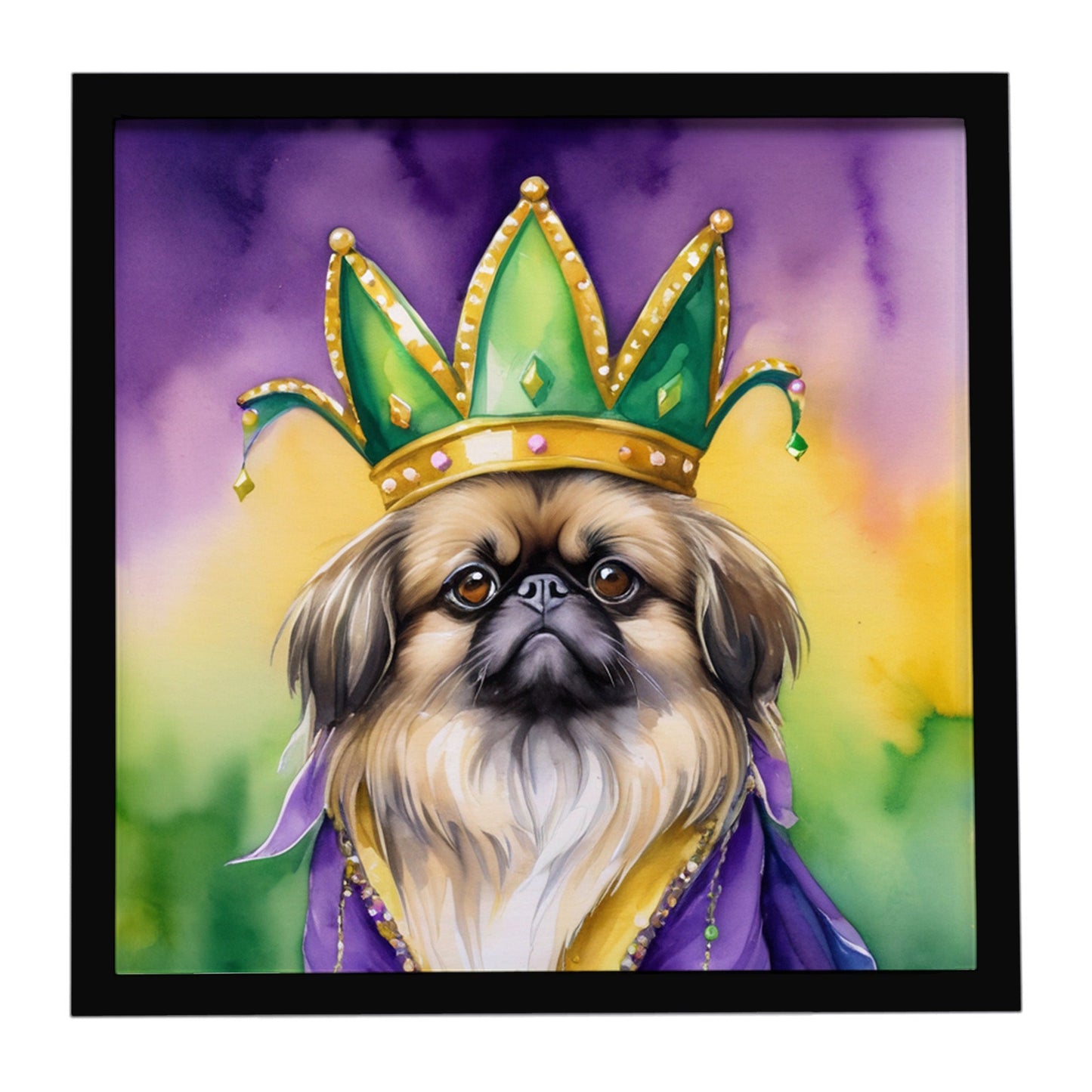 Pekingese King of Mardi Gras Framed Metal Print