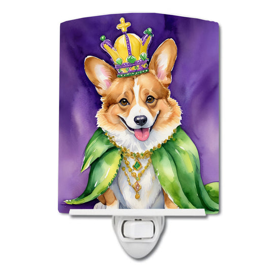 Corgi King of Mardi Gras Ceramic Night Light