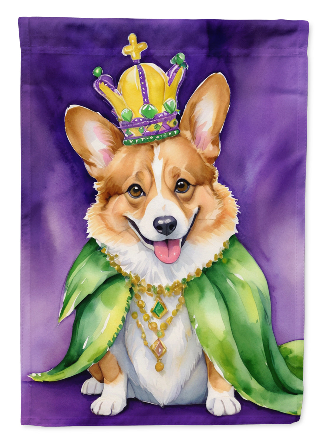 Corgi King of Mardi Gras Garden Flag - Vibrant Dog-Themed Yard Decor by Caroline's Treasures