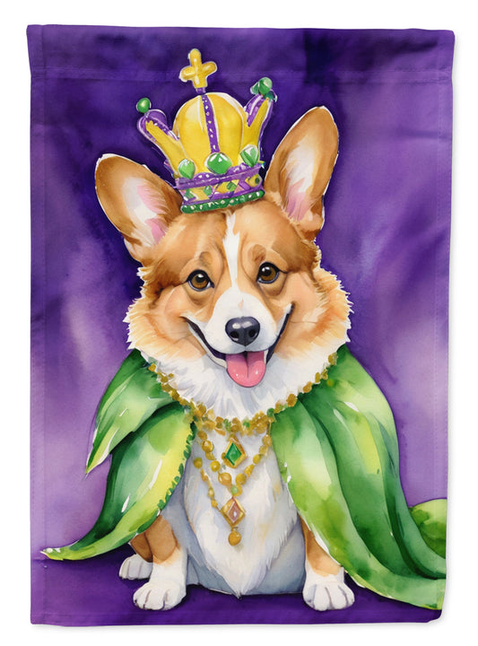 Corgi King of Mardi Gras Garden Flag - Vibrant Dog-Themed Yard Decor by Caroline's Treasures