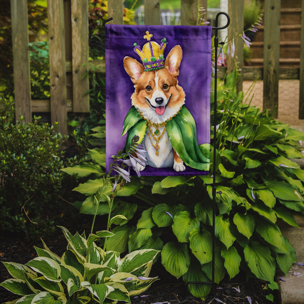 Corgi King of Mardi Gras Garden Flag - Vibrant Dog-Themed Yard Decor by Caroline's Treasures