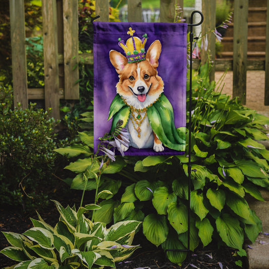 Corgi King of Mardi Gras Garden Flag - Vibrant Dog-Themed Yard Decor by Caroline's Treasures