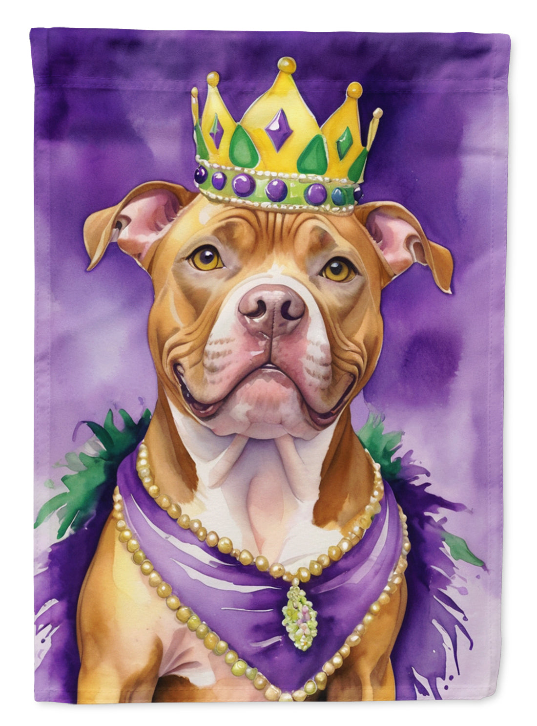 Pit Bull Terrier King of Mardi Gras Garden Flag - Vibrant Dog-Themed Yard Decor by Caroline's Treasures