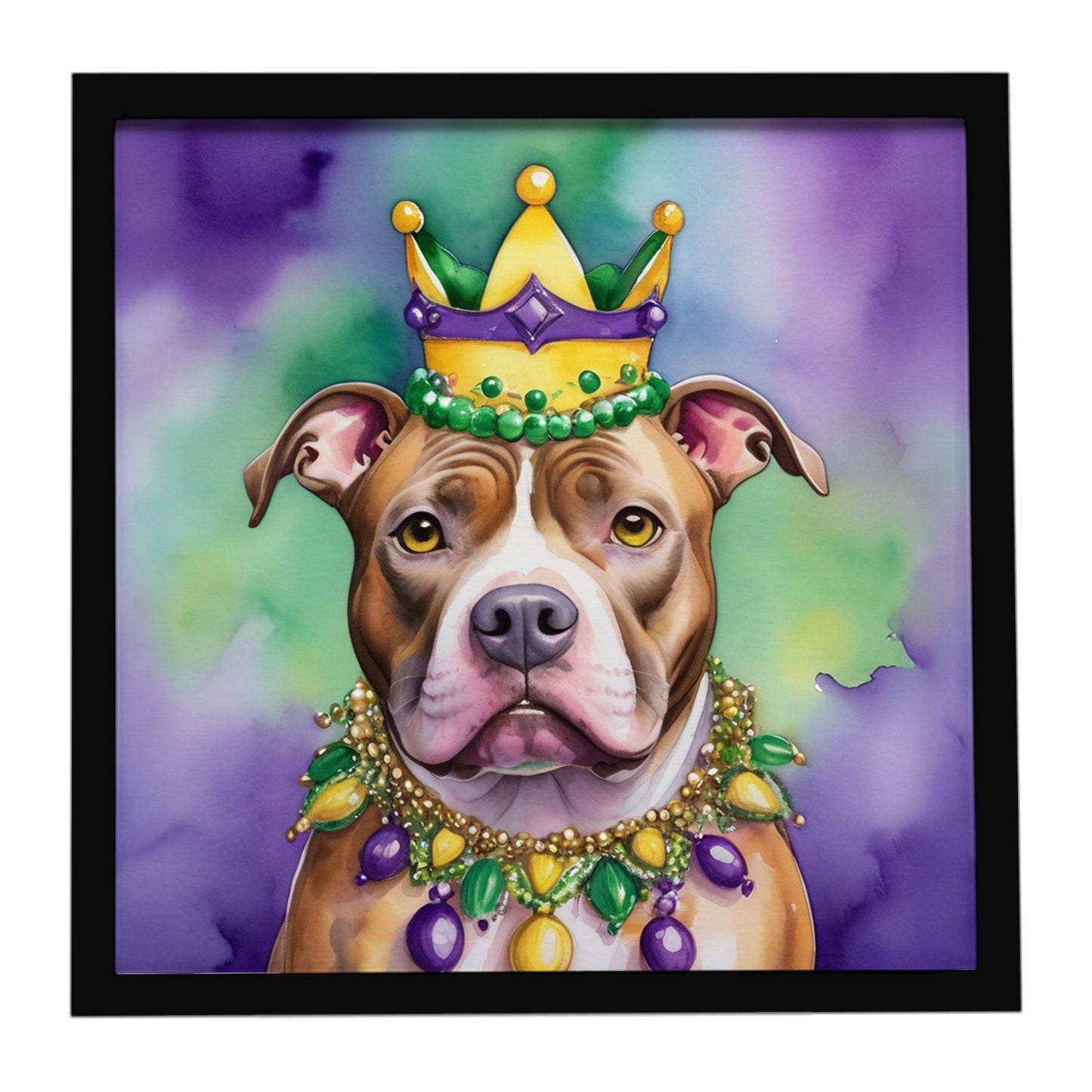 Pit Bull Terrier King of Mardi Gras Framed Metal Print