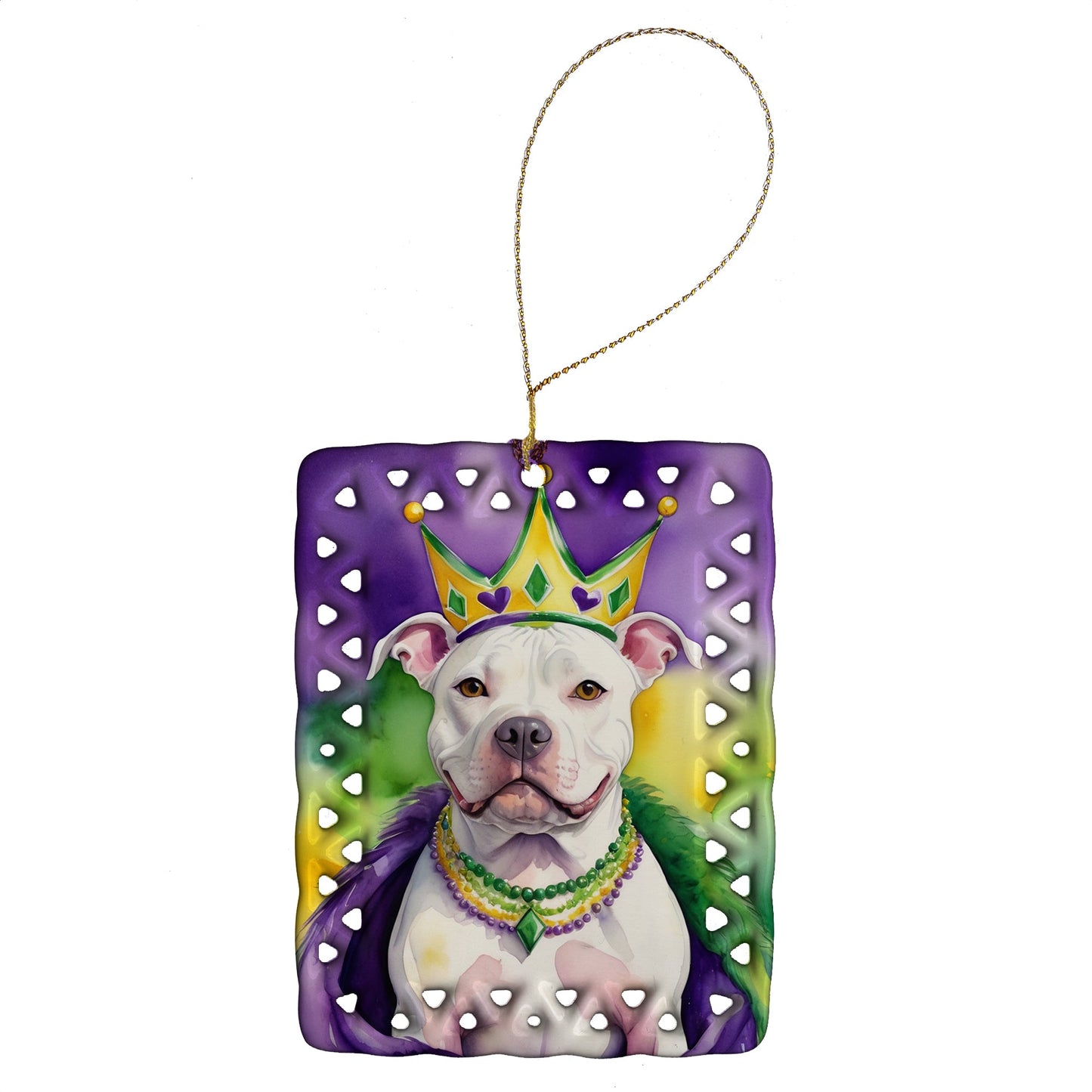 Pit Bull Terrier King of Mardi Gras Porcelain Ornament