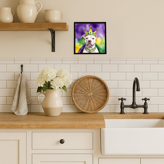 Pit Bull Terrier King of Mardi Gras Framed Metal Print