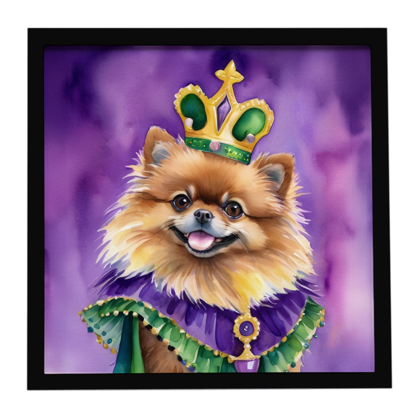 Pomeranian King of Mardi Gras Framed Metal Print