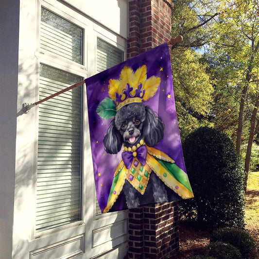 Black Poodle King of Mardi Gras House Flag