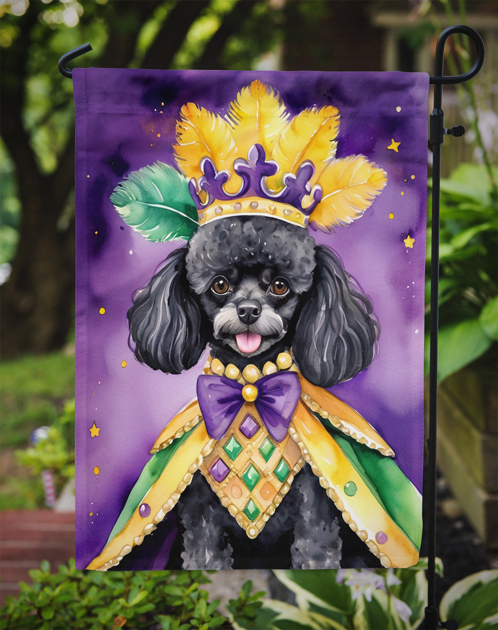 Black Poodle King of Mardi Gras Garden Flag - Vibrant Dog-Themed Yard Decor by Caroline's Treasures
