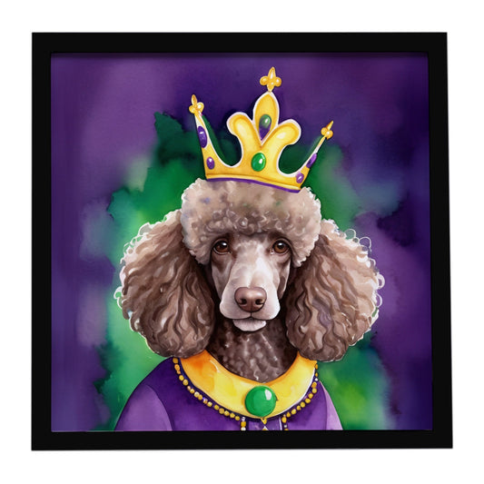 Chocolate Poodle King of Mardi Gras Framed Metal Print