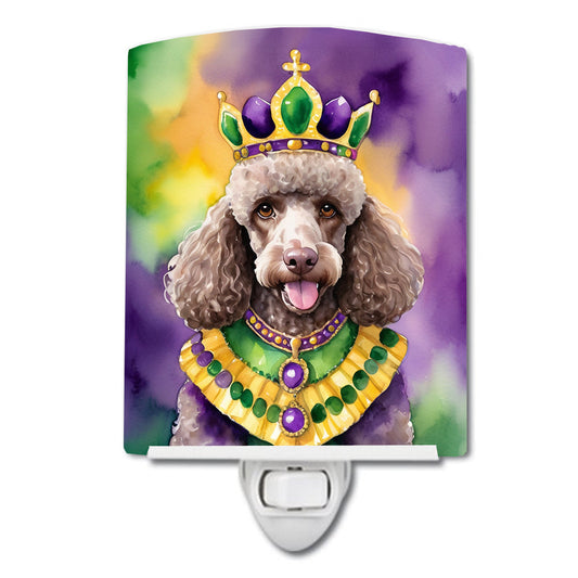 Chocolate Poodle King of Mardi Gras Ceramic Night Light